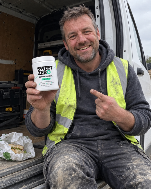Handwerker in der Pause mit Sweet Zero